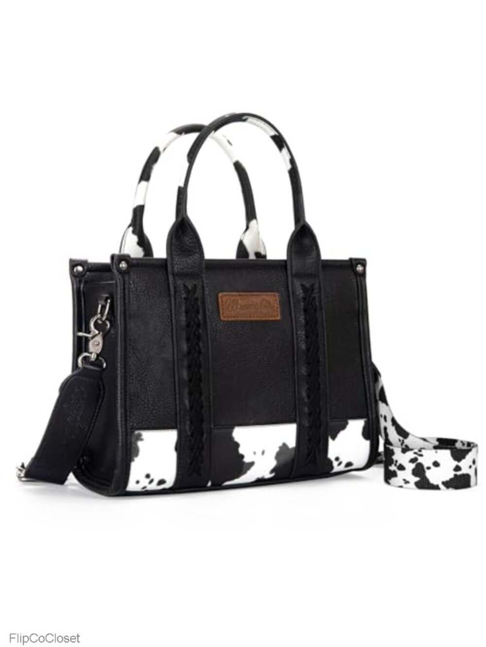Cow Print Tote Bag Faux Leather Satchel Top Handle Crossbody Purse